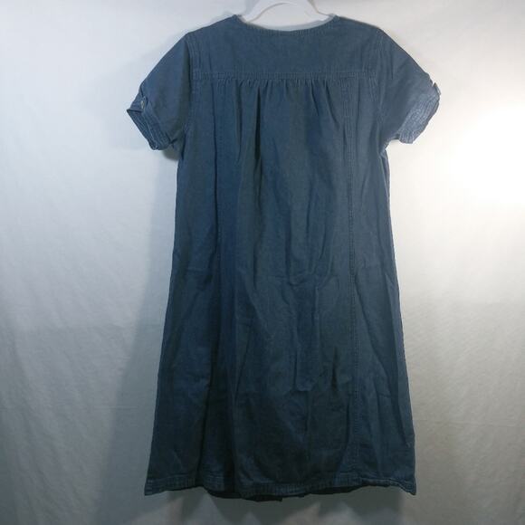 Vicki Blue Vintage  Short Sleeve Jean Dress Dark Wash Denim Button Down Size PM - Picture 6 of 6